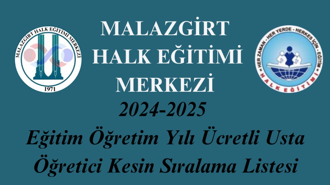 2024-2025 Eğitim Öğretim Yılı Usta Öğretici Kesin Sıralama Listesi