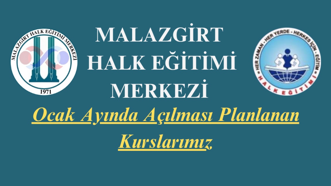 2024-2025 Eğitim Öğretim Yılı Ocak Ayında Açılması Planlanan Kurslarımız